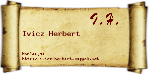 Ivicz Herbert névjegykártya